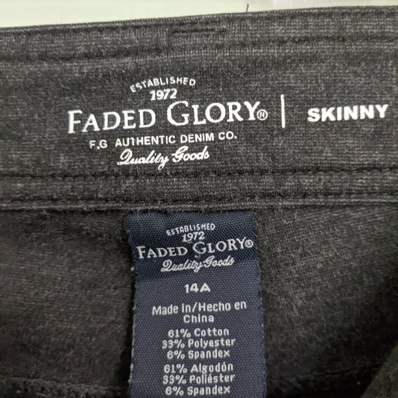 FADED GLORY GRAY GREY SKINNY PANTS SIZE 14A - Picture 6 of 8
